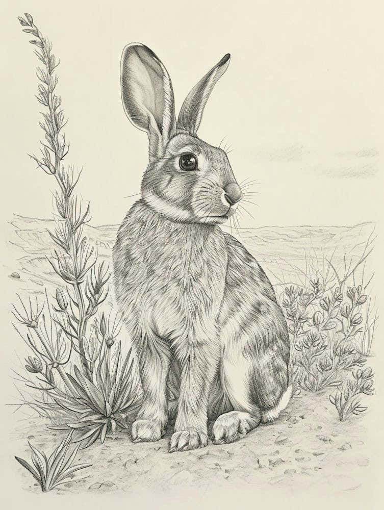 English Silver Rabbit Drawing 3