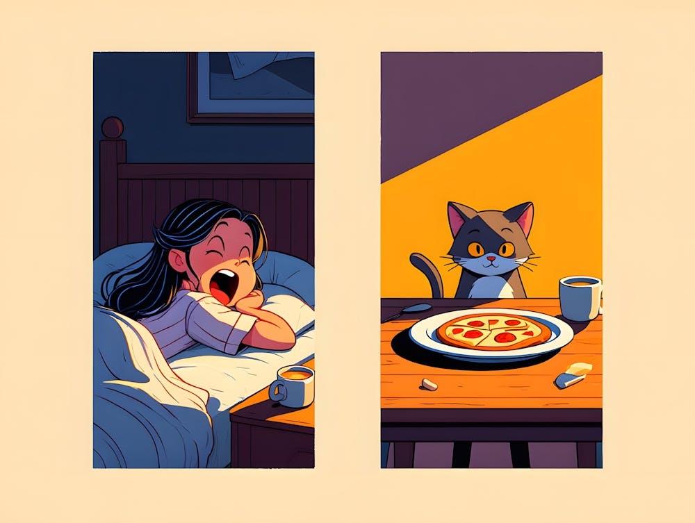 Morning Mood vs. Midnight Snack - Split Panel