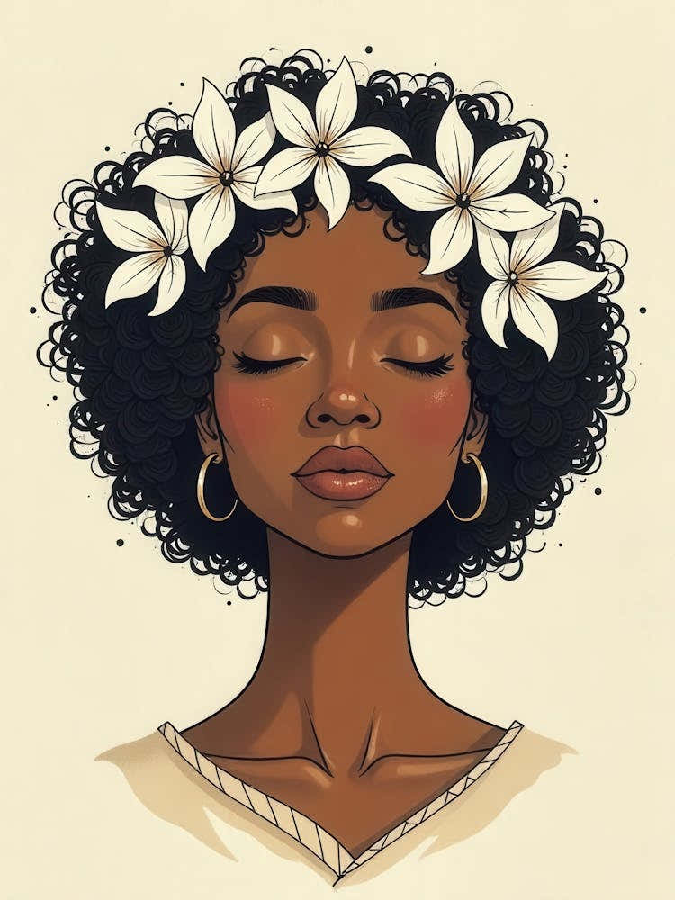 Black Woman With Flowers 2