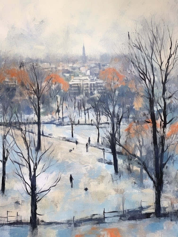Winter City Park Painting Primrose Hill Park London 2