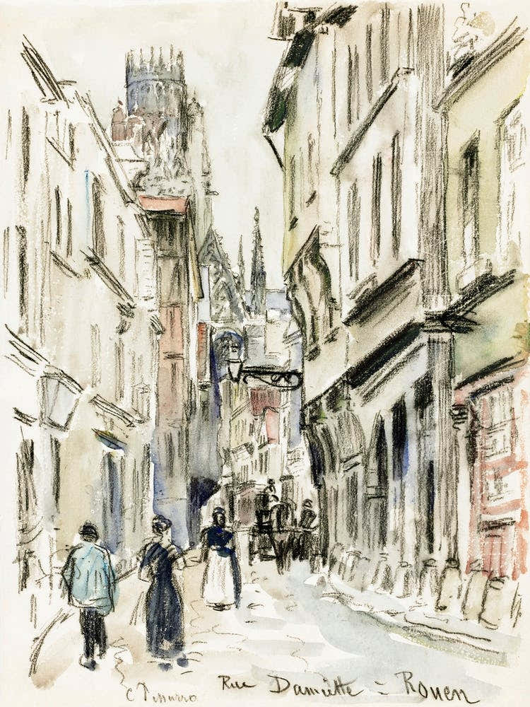 Rue Saint Romain, Rouen, 1st plate (1896), Camille Pissarro 1