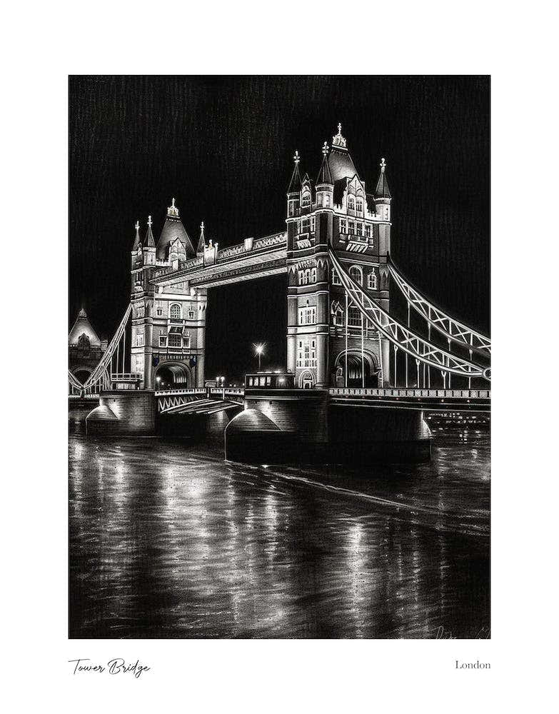 Tower Bridge London Pencil Sketch 3