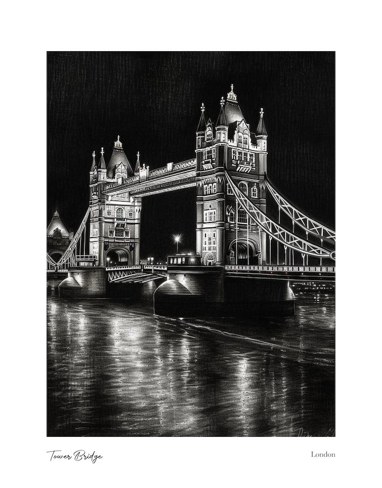 Tower Bridge London Pencil Sketch 3