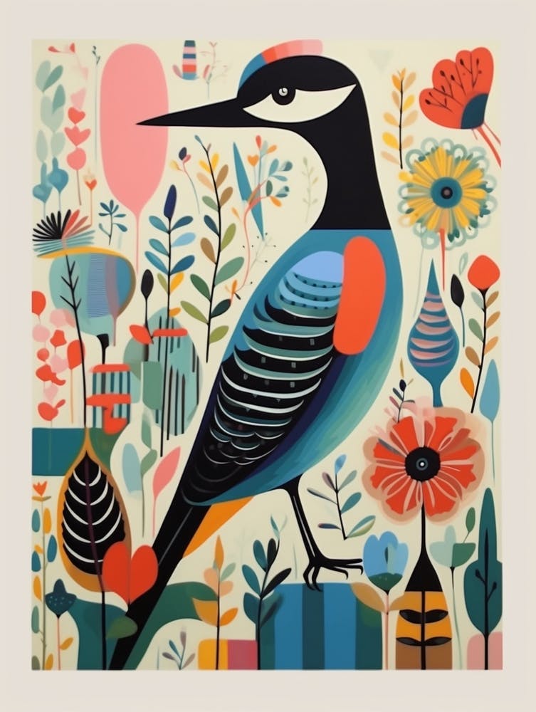 Colourful Scandi Bird Common Loon 2