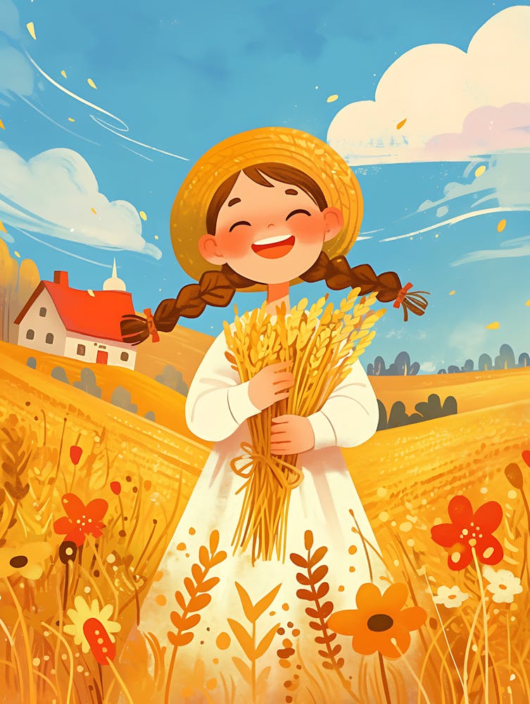 Cute Little Girl In A Wheat Field 8