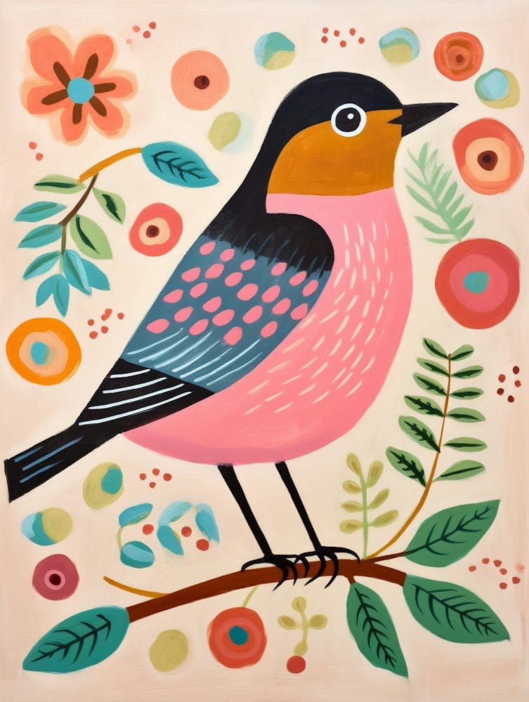 Pink Scandi European Robin 4