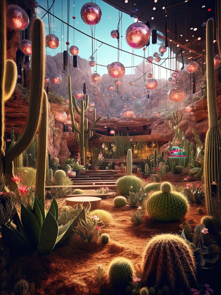 Cacti Room With Disco Balls 0