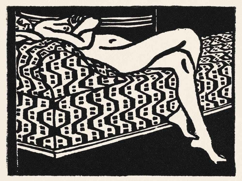 Nude Girl Lying On A Sofa, Ernst Ludwig Kirchner