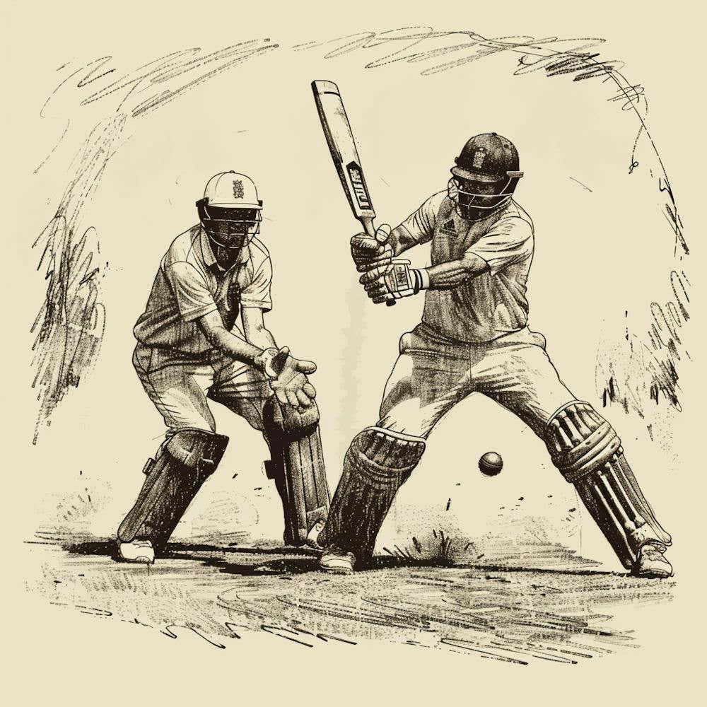 Cricket Players In Action