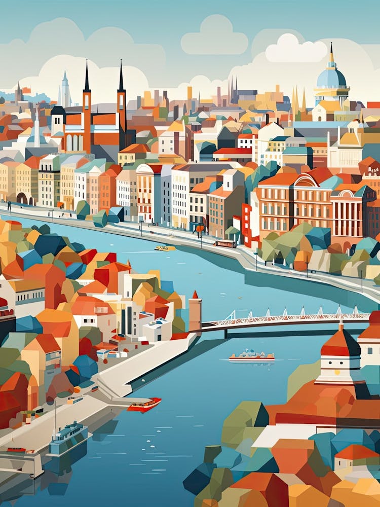 Budapest, Hungary, Geometric Illustration 2