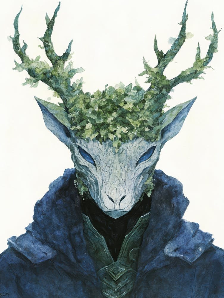 Deer With Leaves On His Head