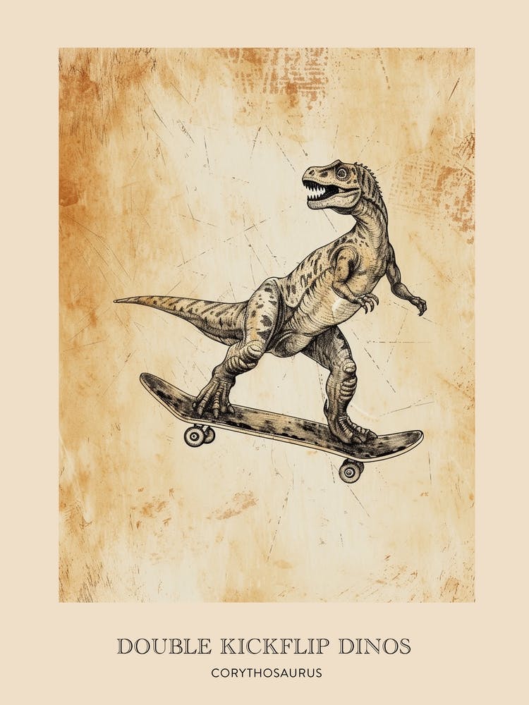 Corythosaurus Vintage Dinosaur Poster 1