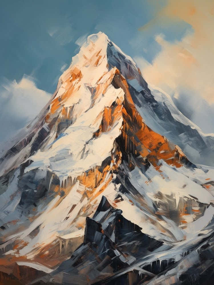 Makalu Nepal China 2 Mountain Painting