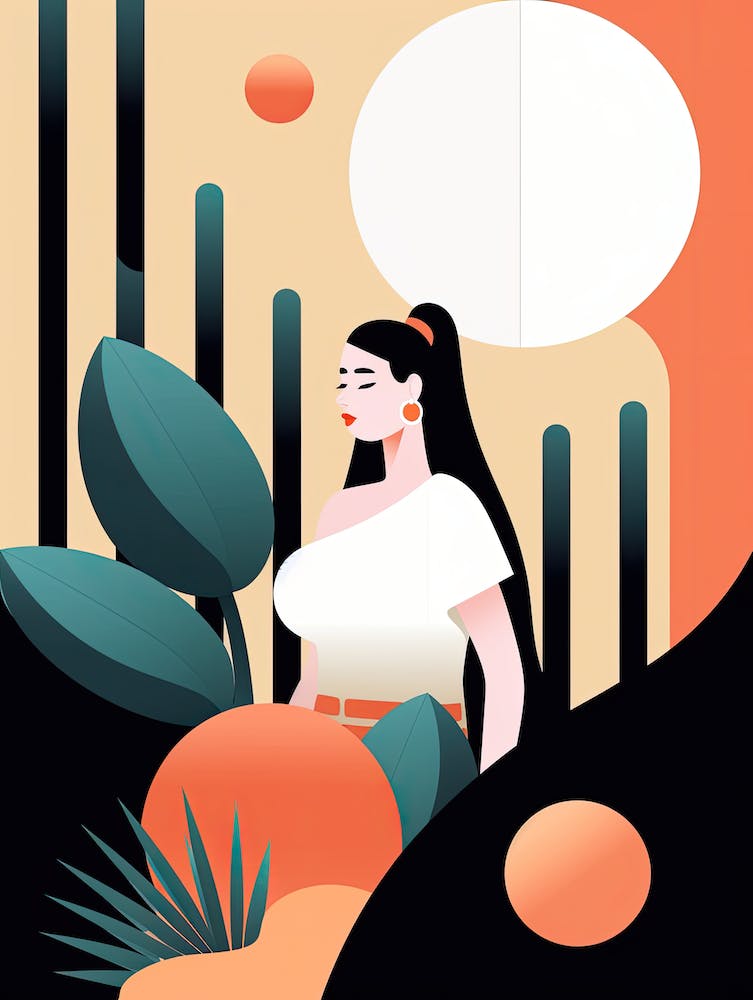 Graceful Whispers: Empowering Woman in Abstract Design