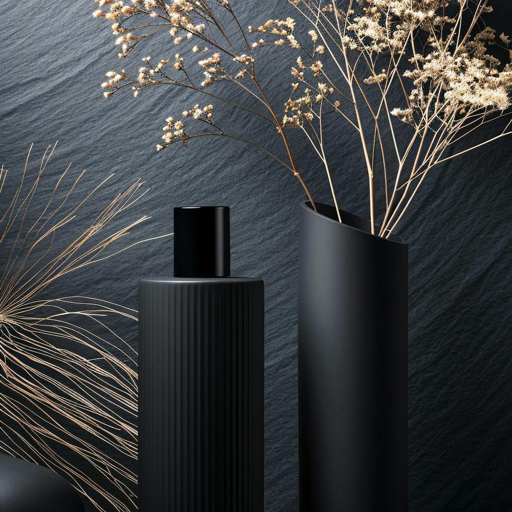 Black Vase With Flowers