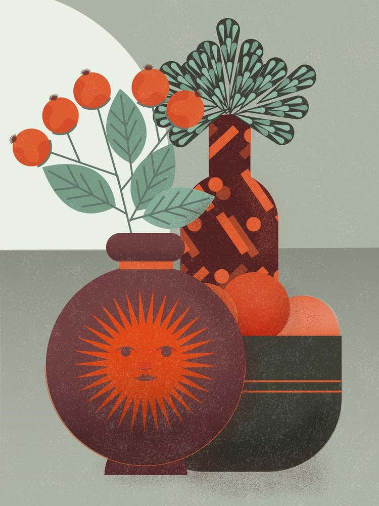 Vases And Fruit