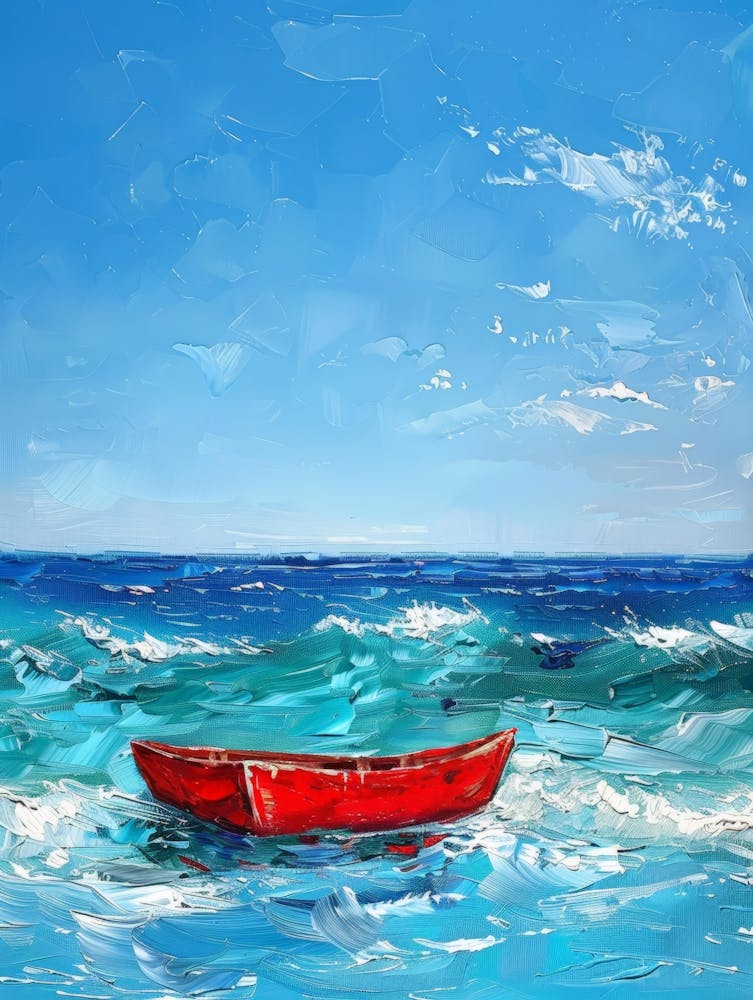 Red Boat In The Sea 3