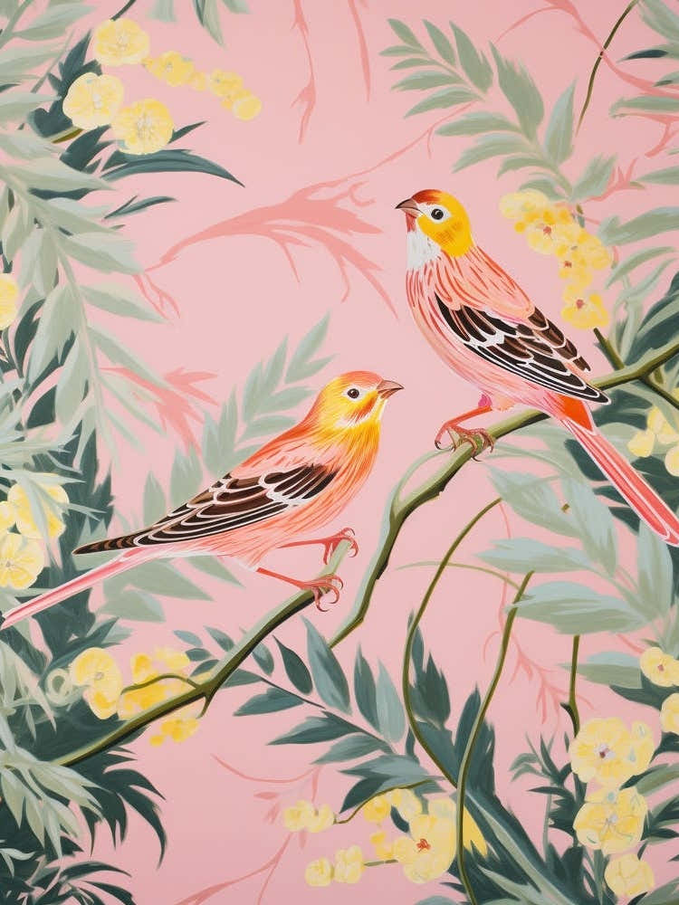 Vintage Japanese Inspired Bird Print Yellowhammer 4