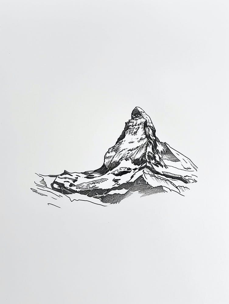 Matterhorn Switzerland Italy Line Drawing 7
