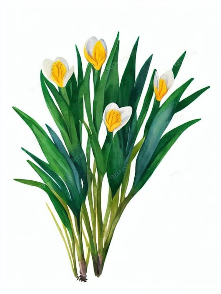 Crocus (Crocus Hybrids) Watercolor
