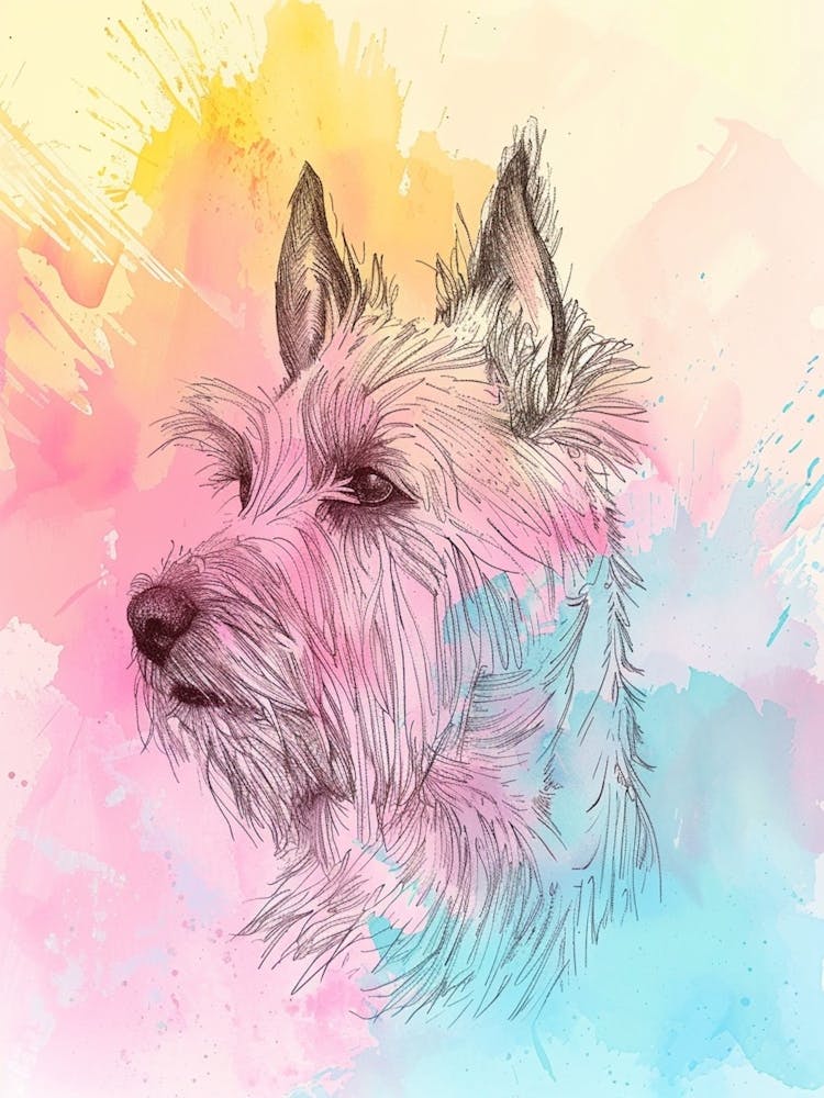 Colourful Glen Of Imaal Terrier Dog Line Illustration 1