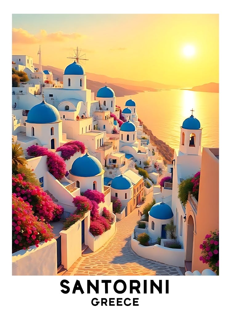 Santorini - Greece Vintage Travel Poster 36