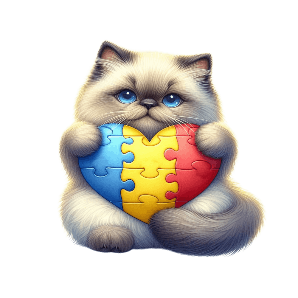 Autism Puzzle Piece Cat (Himalayan)