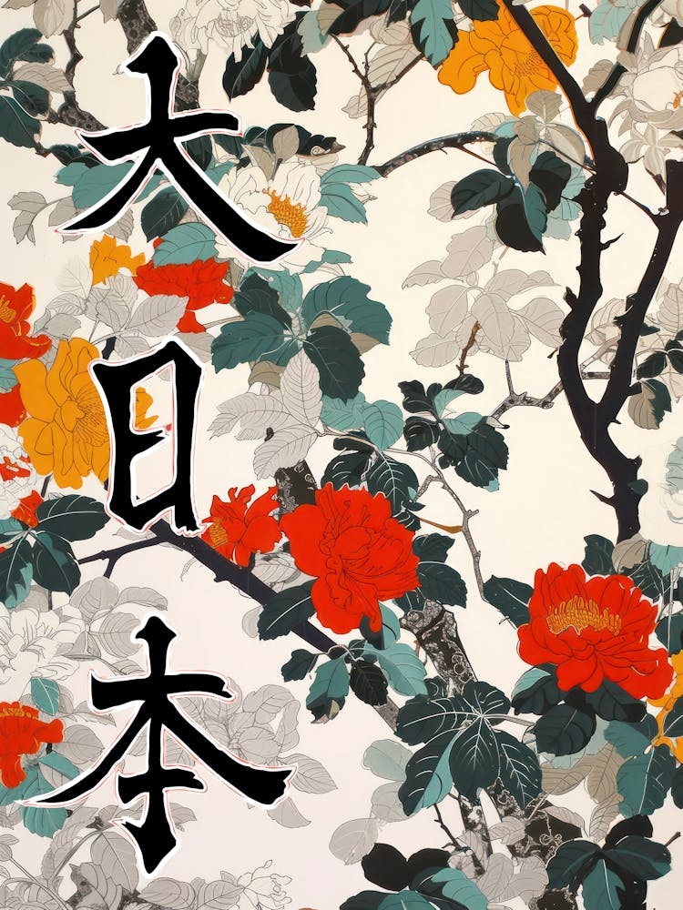 Hokusai Great Japan Poster Japanese Floral  37