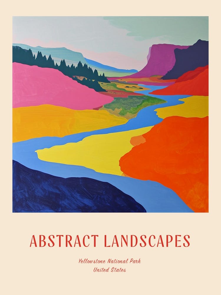 Colourful Abstract Yellowstone National Park 4 Poster