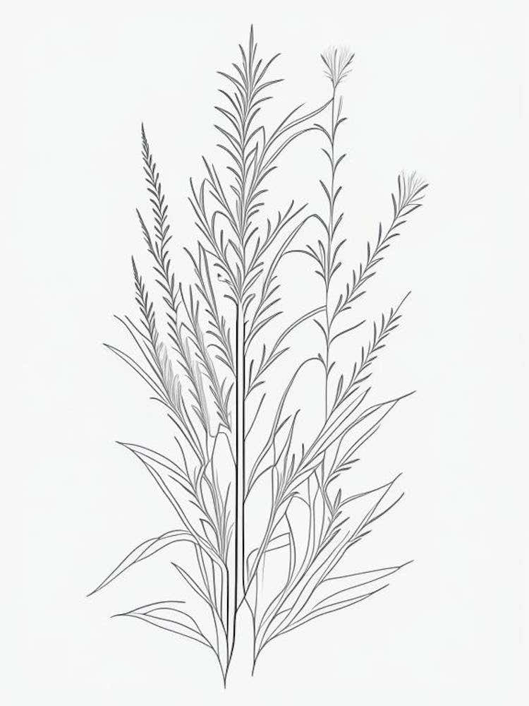 White Willow Herb William Morris Inspired Line Drawing