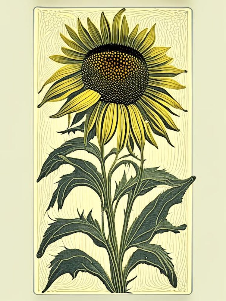 Yellow Coneflower Floral 1 Botanical Vintage Poster Flower