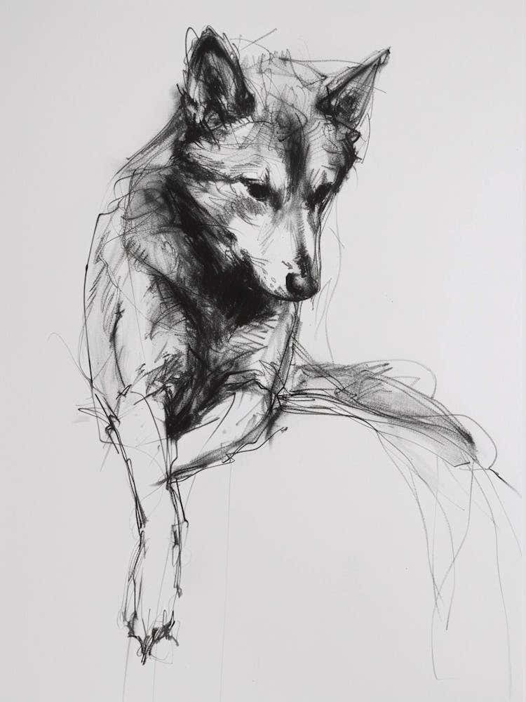 Shiba Inu Dog Charcoal Line 3