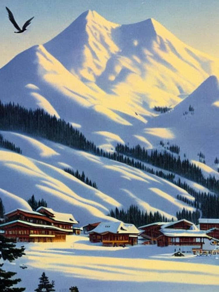 Myoko Kogen, Japan Ski Resort Vintage Landscape 2 Skiing Poster