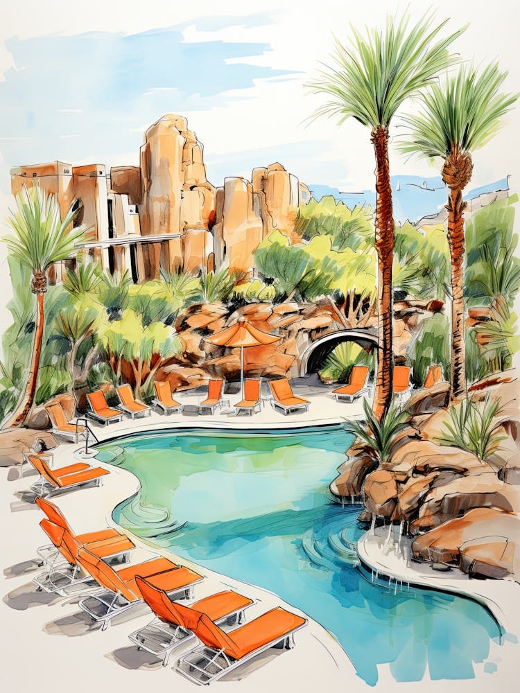 Sanctuary On Camelback Mountain Resort & Spa   Scottsdale, Arizona   Resort Storybook Illustration 3