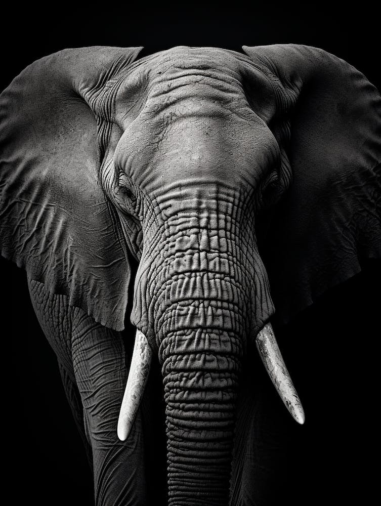 Black And White Photograph Of A Elephant