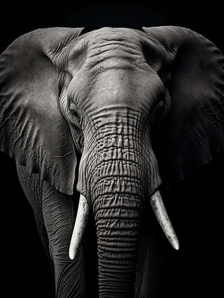 Black And White Photograph Of A Elephant