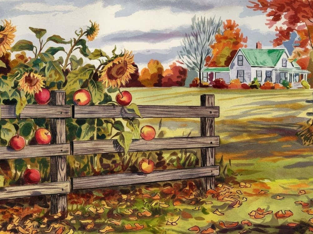 Autumn Farmstead Delight - Sunflowers, Apples & Country Home