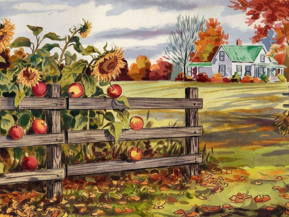 Autumn Farmstead Delight - Sunflowers, Apples & Country Home