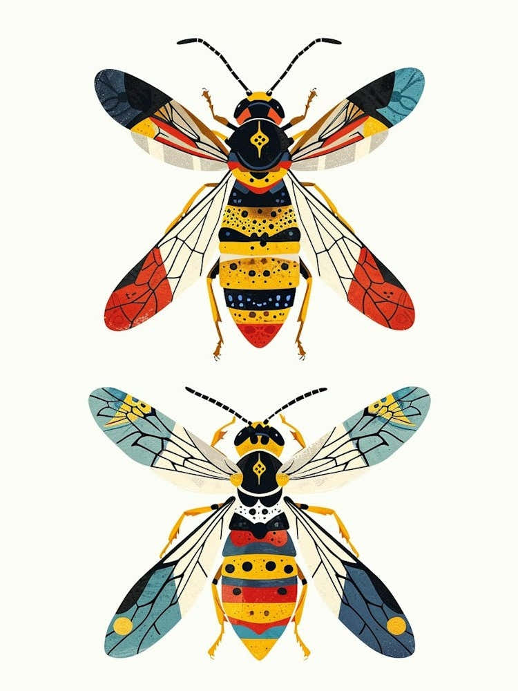 Colourful Insect Illustration Yellowjacket 8