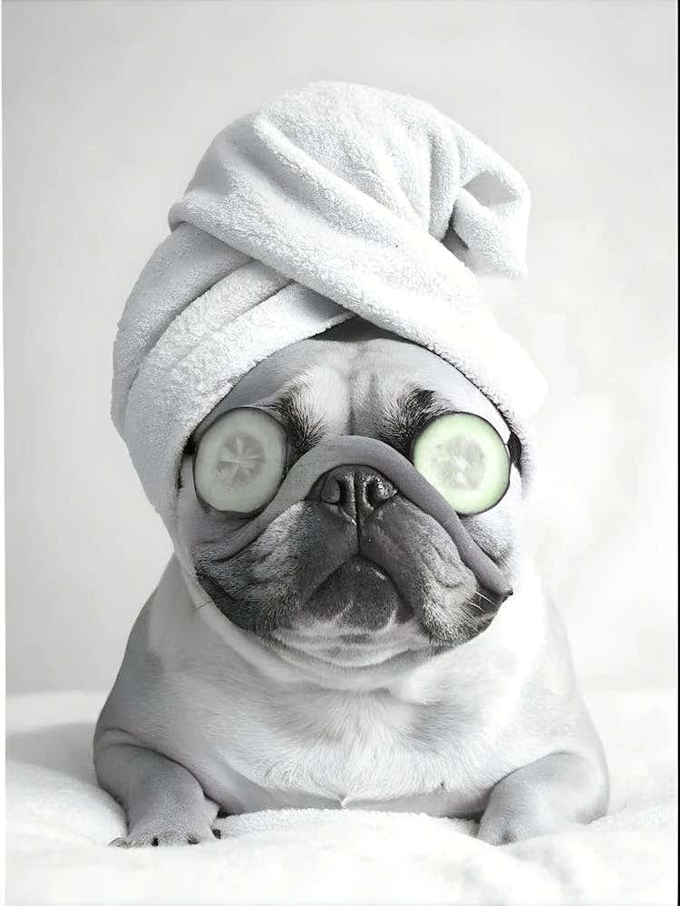 Pug Dog With Towel