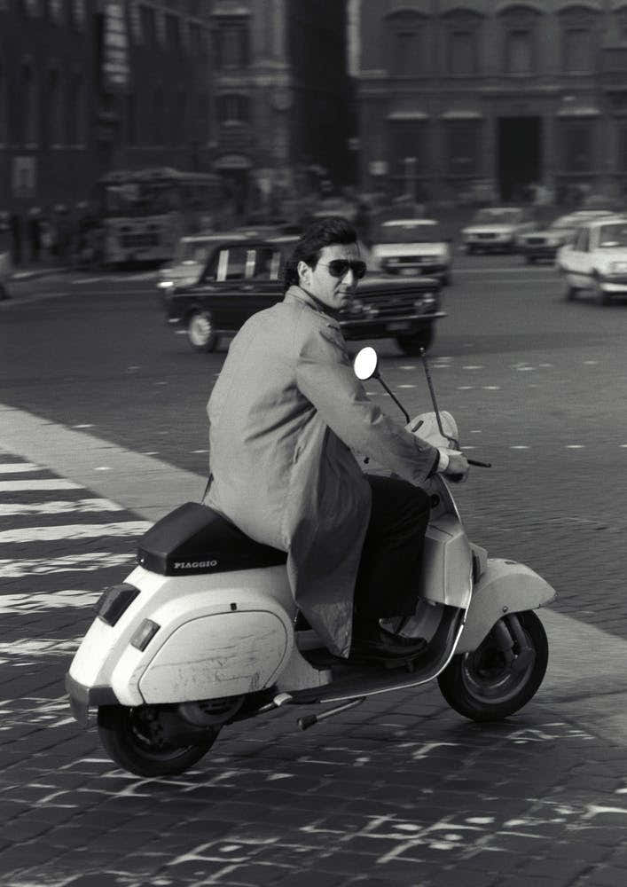 Cool Guy On A Scooter In Rome Italy Black & White