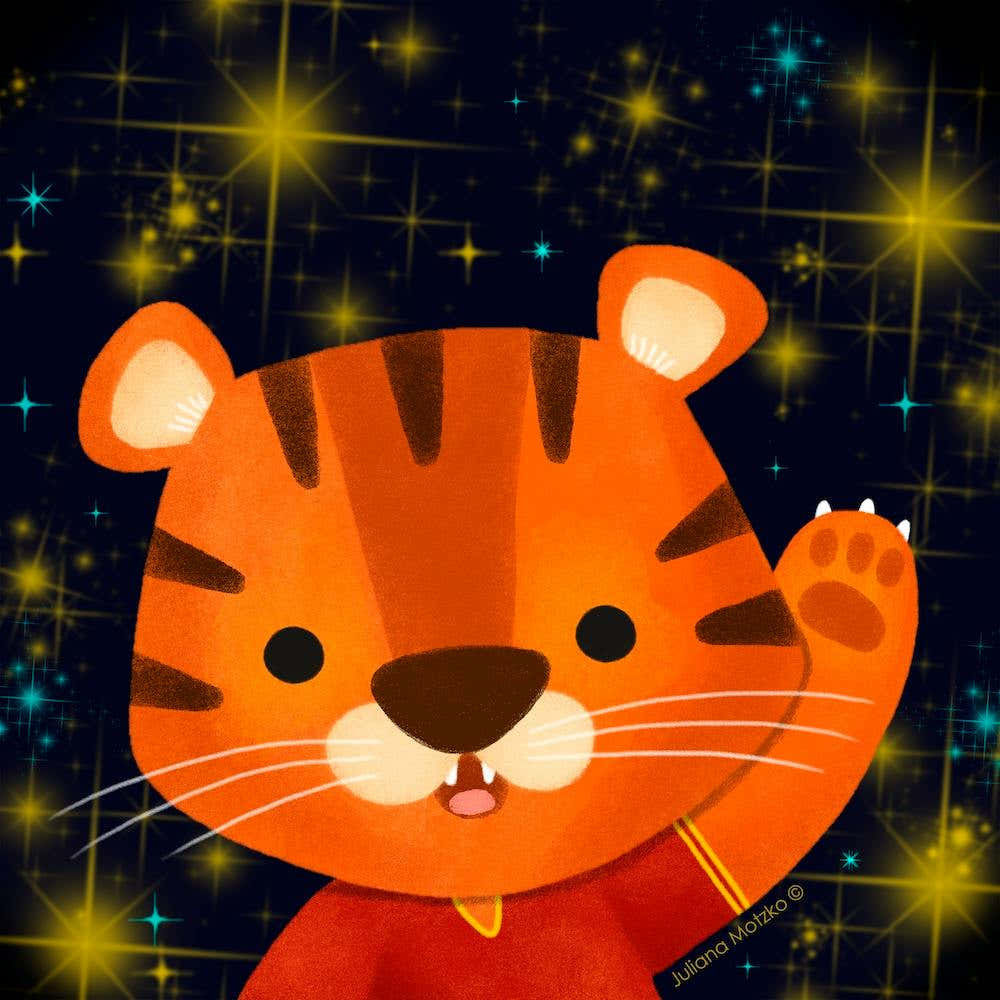 Little Cute Tiger with stars