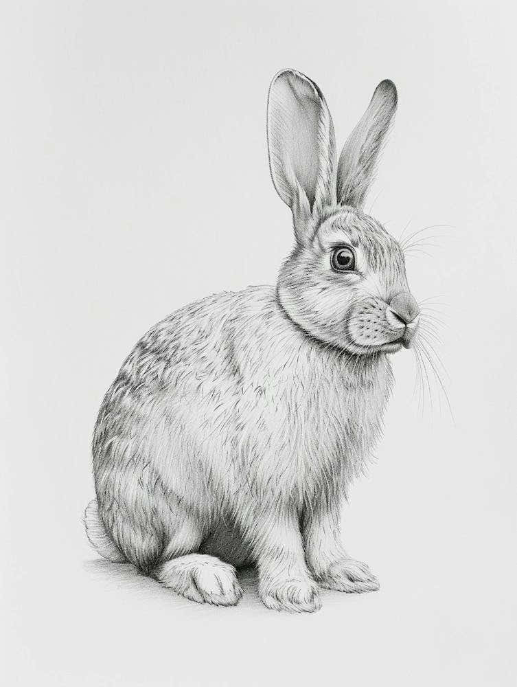 American Fuzzy Rabbit Drawing 2