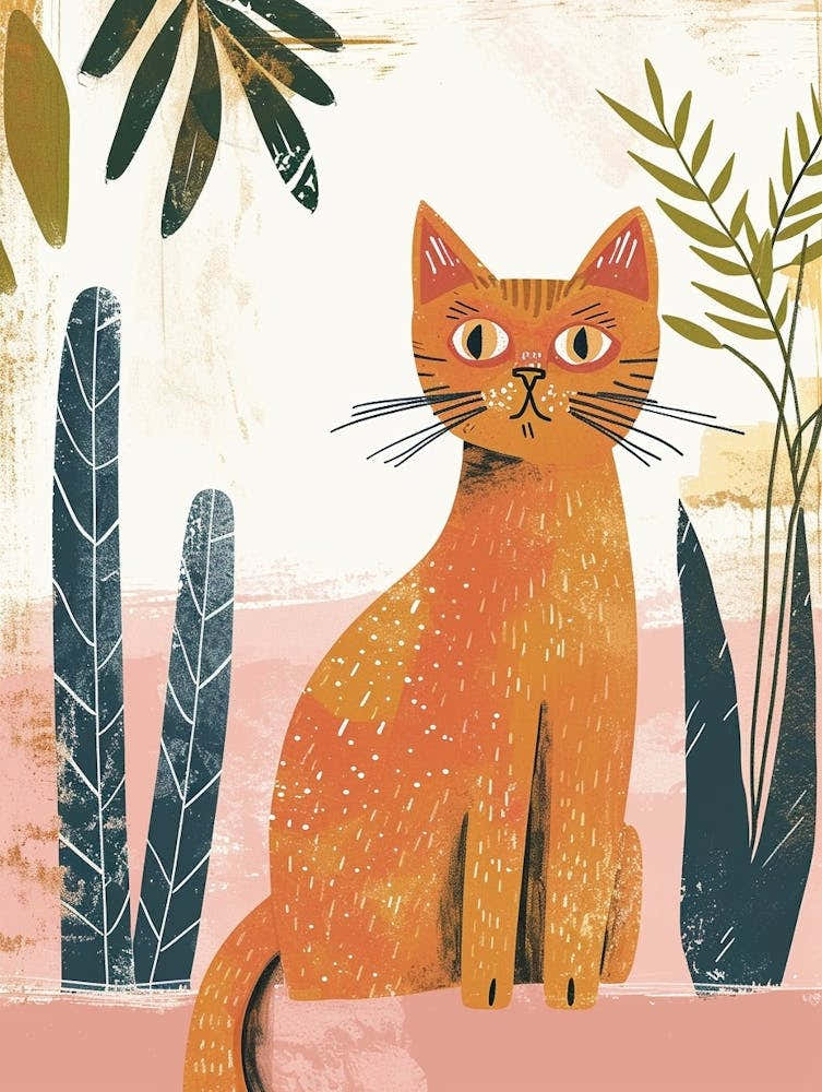 Somali Cat Storybook Illustration 2
