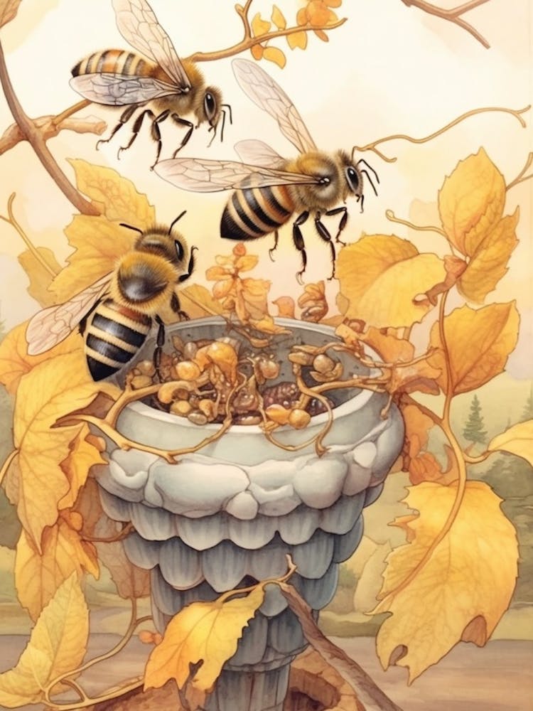 Royal Jelly Bee Beehive Watercolour Illustration 4