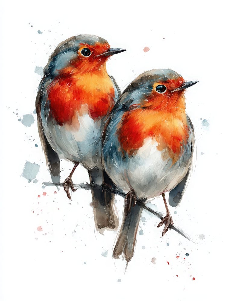 Aihrgdesign Isolated Watercolor Painting Of Birds Robin With