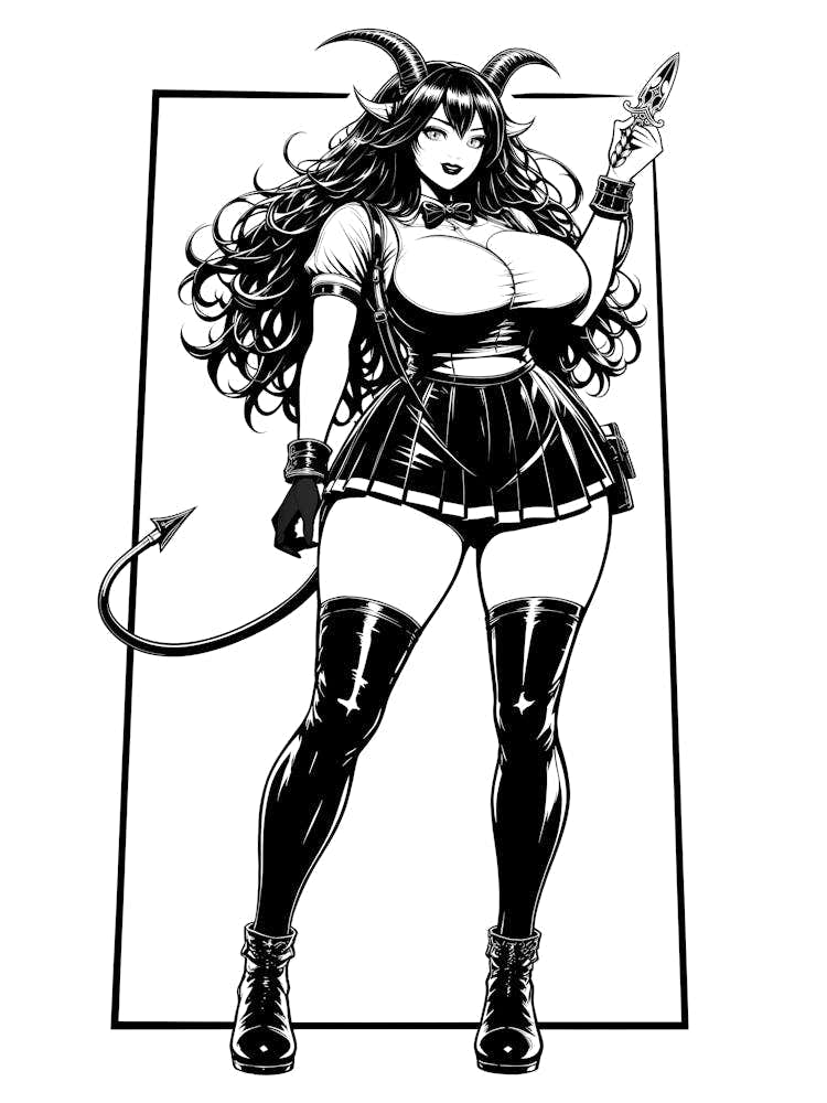 Demonic Babe Gothic Succubus Schoolgirl F