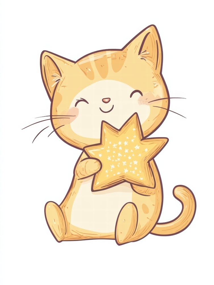 Cute Cat With Star.Generated AI. Wall