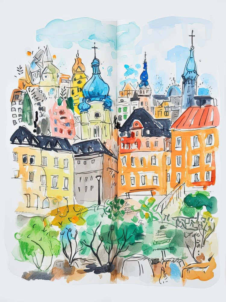 Stockholm, Dreamy Storybook Illustration 2