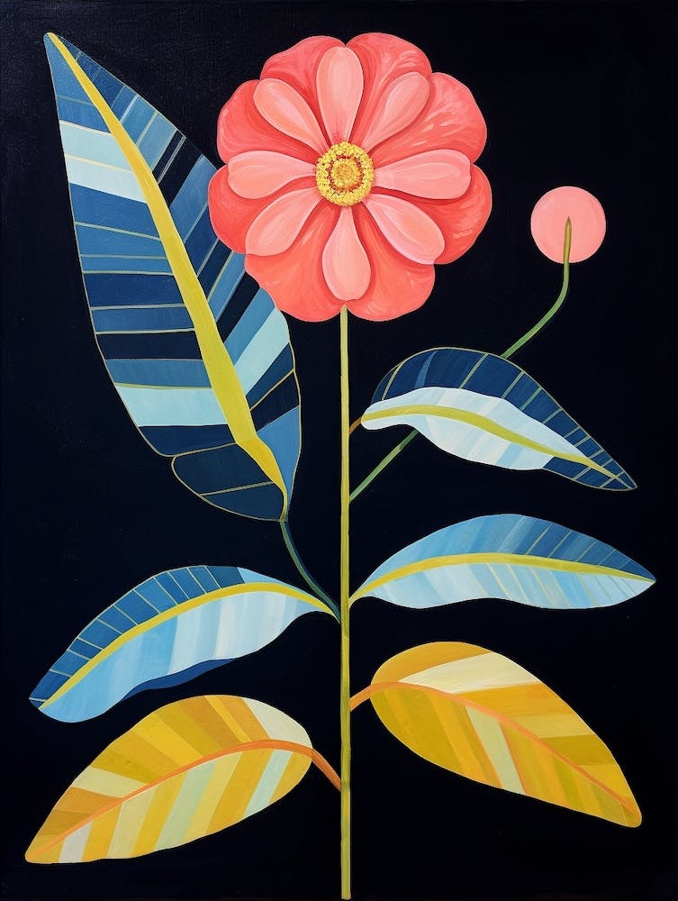 Zinnia 4 Hilma Af Klint Inspired Flower Illustration